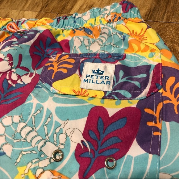 Peter Millar Lined Swim Trunks Shorts Mens Medium Beach Scorpion Colourful Print - Picture 9 of 11